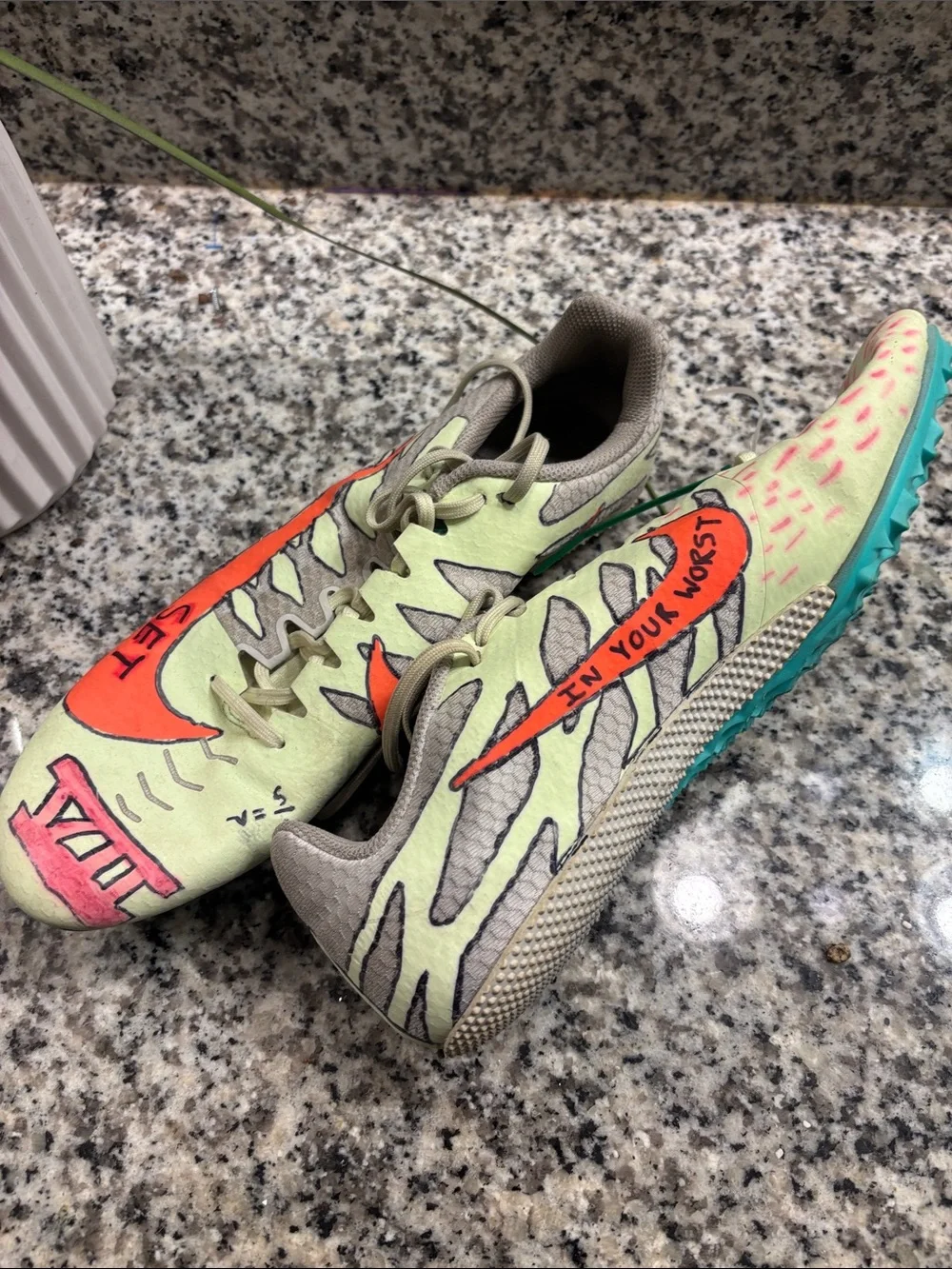 Nike Kids Neon Green and Orange Track Spikes